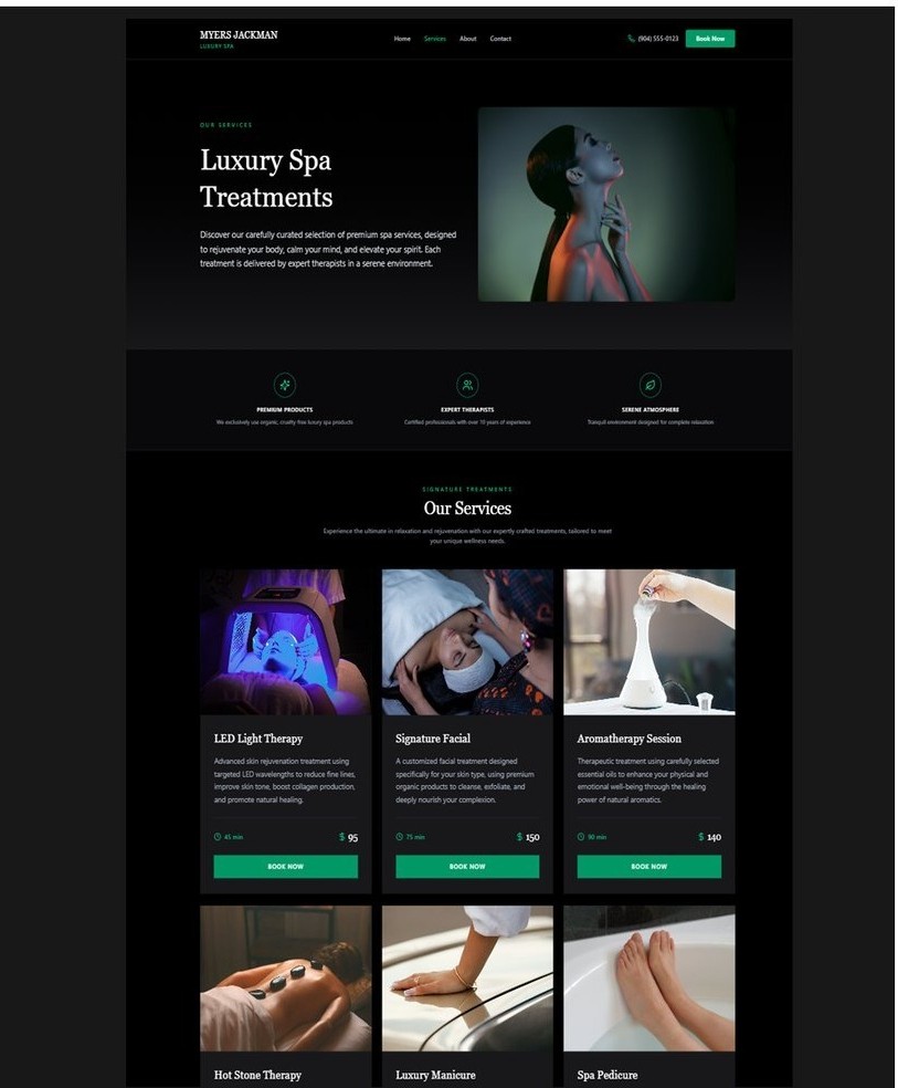 Final high-fidelity build of the Myers Jackman services page
